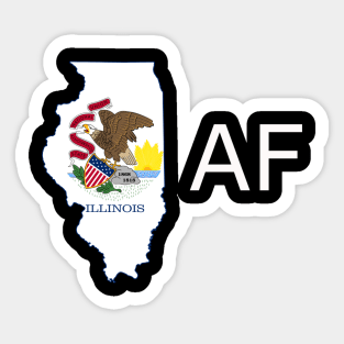 Illinois Flag State Outline AF (white) Sticker